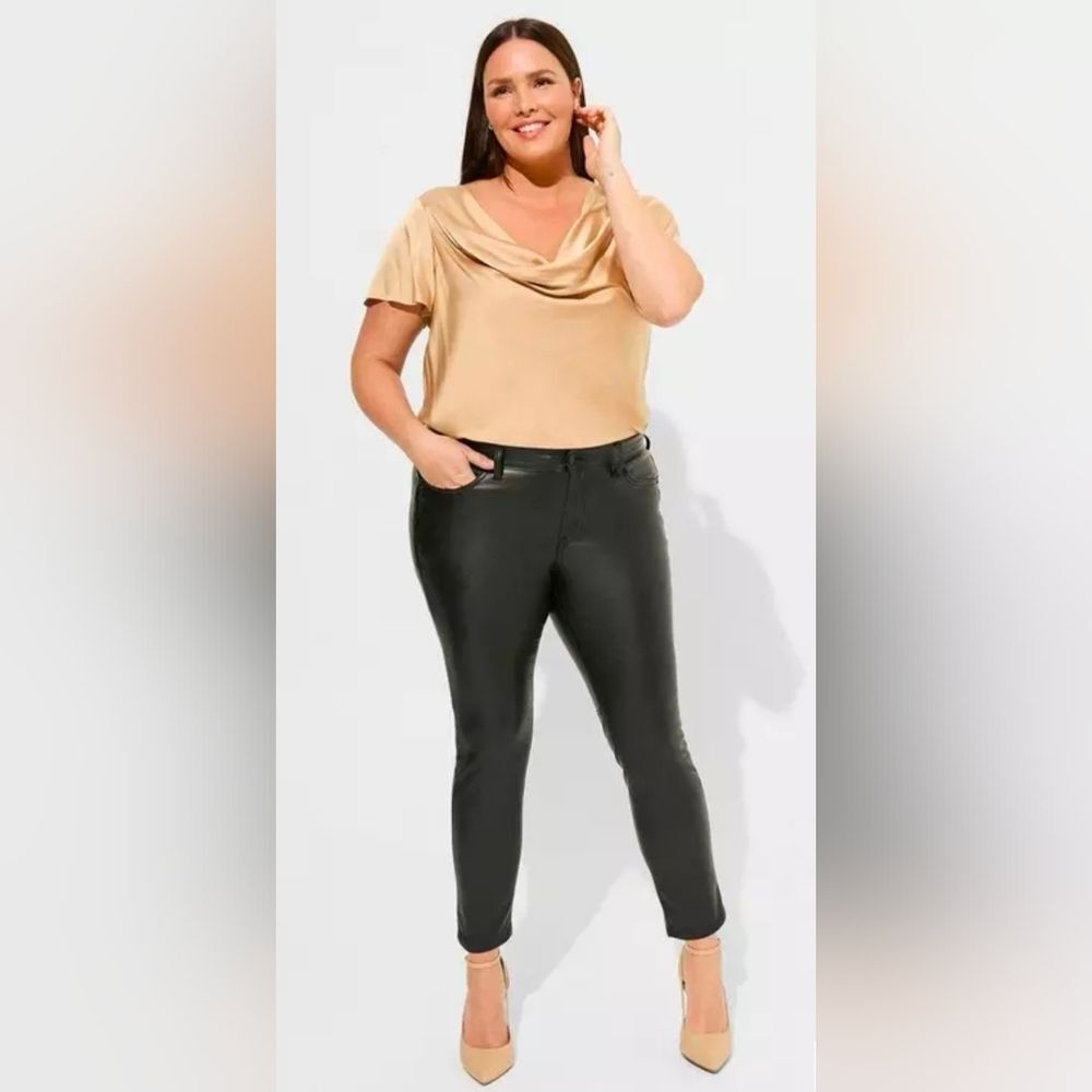 Flutter Sleeve Draped Neck Satin Blouse Plus Size 2x